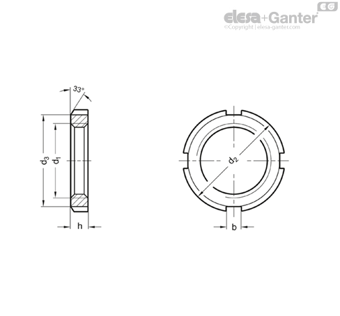 DIN 70852 Slotted locknuts | Elesa+Ganter